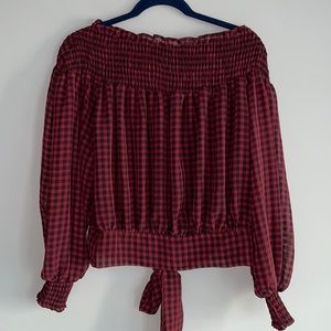Off the Shoulder Gingham Vici Top Small